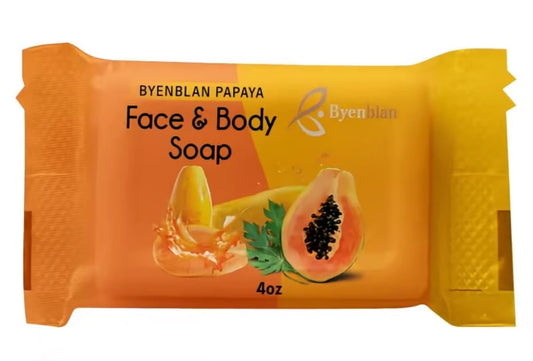 Byenblan Papaya Face & Body Soap – Brightening & Exfoliating Bar (4 oz)