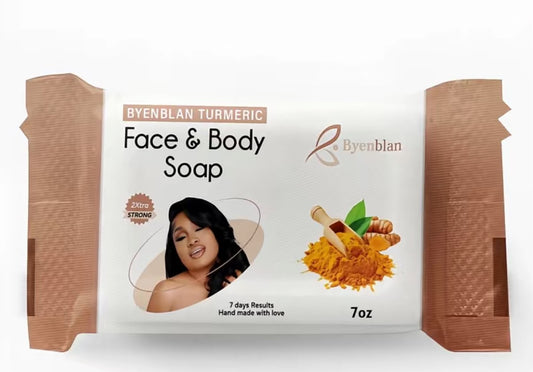 Byenblan Turmeric Face & Body Soap – Glowing & Clarifying Bar (7 oz)